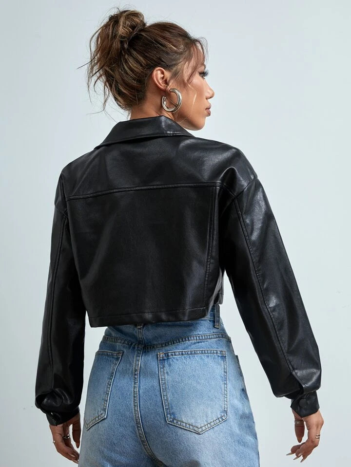 FIRESIDE BLACK FAUX LEATHER JACKET