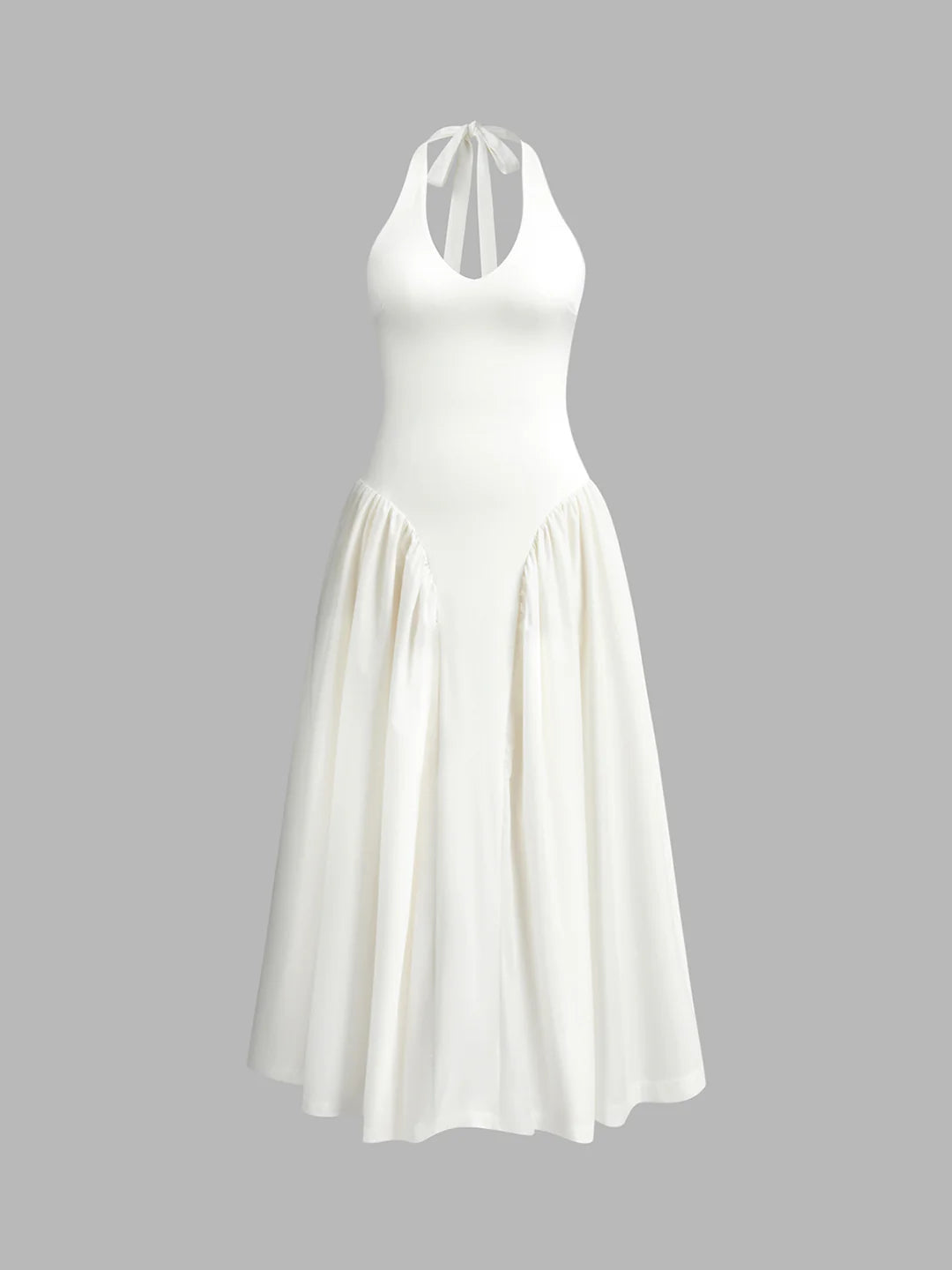 FLYING AWAY WHITE HALTERNECK MAXI DRESS