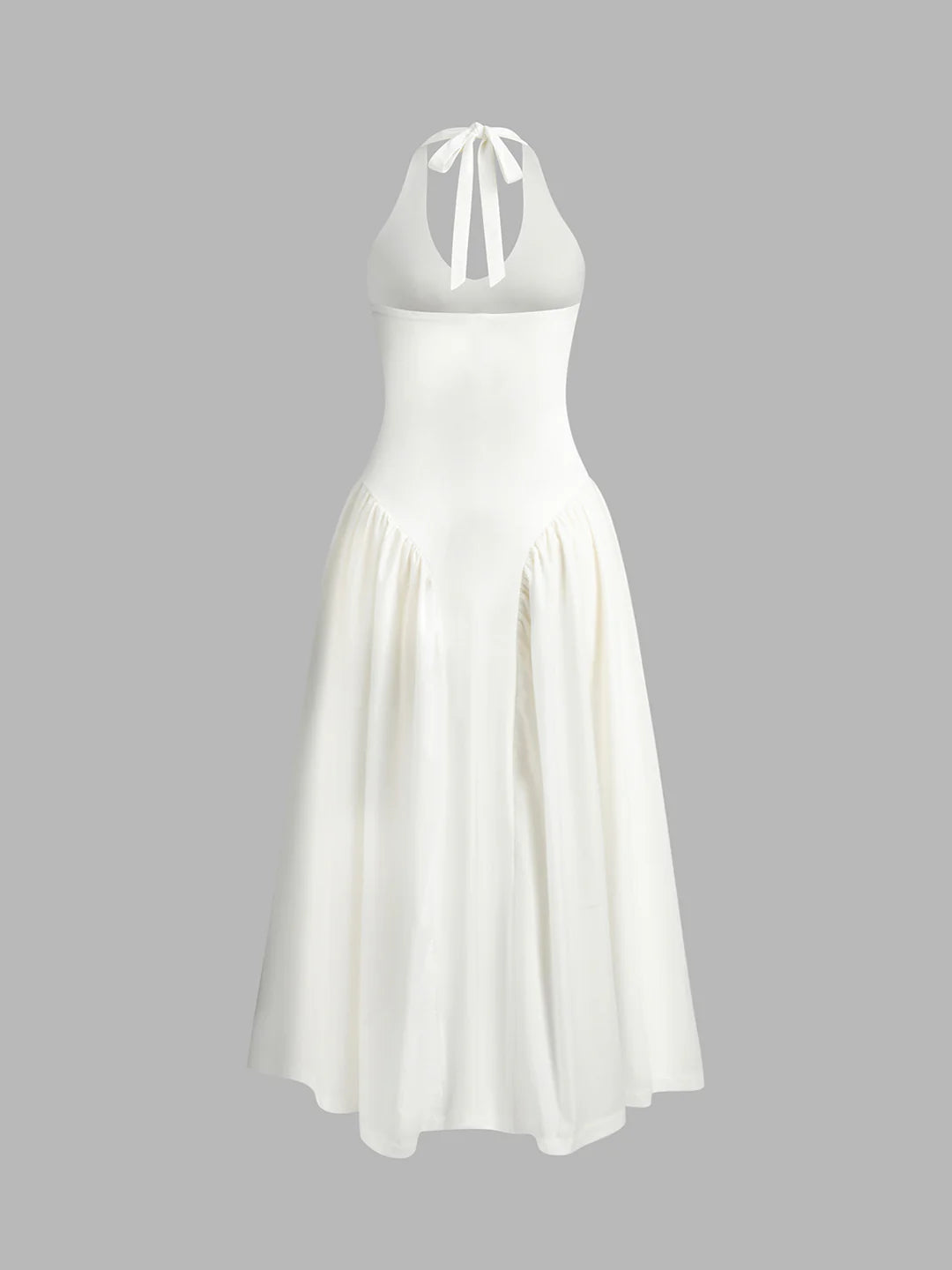 FLYING AWAY WHITE HALTERNECK MAXI DRESS