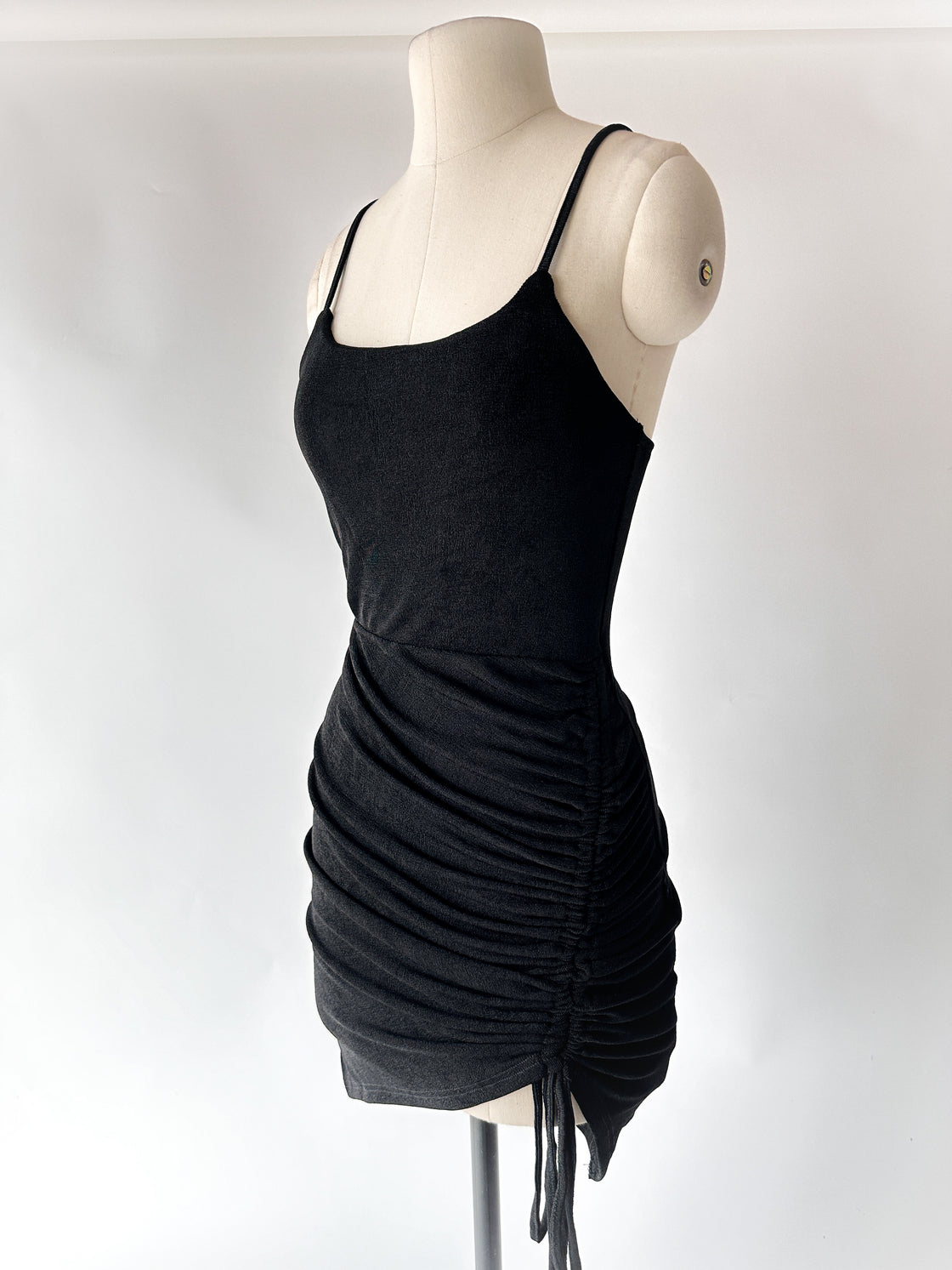 SILENT DREAMER BLACK RUCHED DRESS