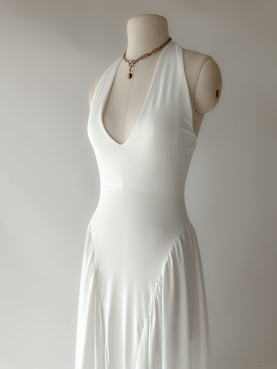 FLYING AWAY WHITE HALTERNECK MAXI DRESS