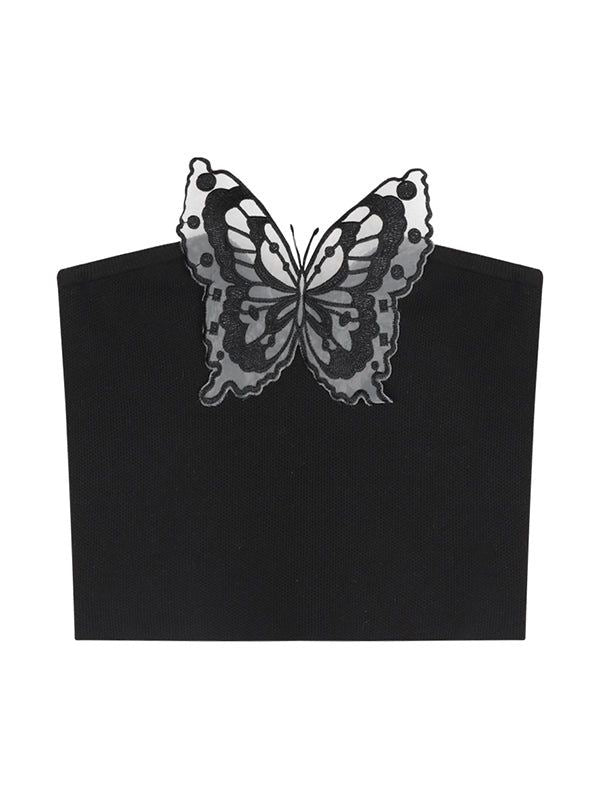 BLESSED LIFE APPLIQUE BLACK BANDEAU TOP