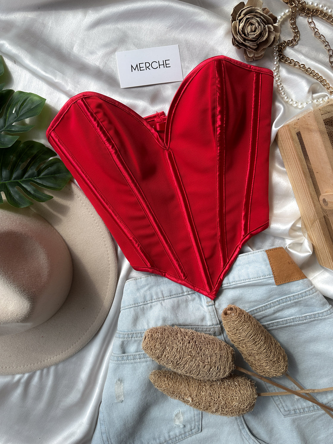 MERCHE MADE RED BONING HEART CORSET