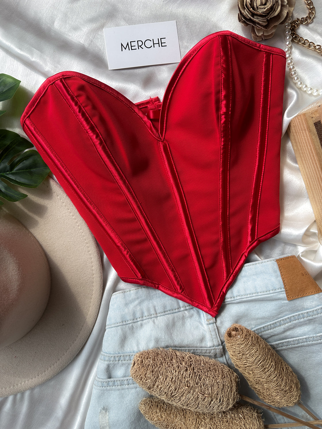 MERCHE MADE RED BONING HEART CORSET