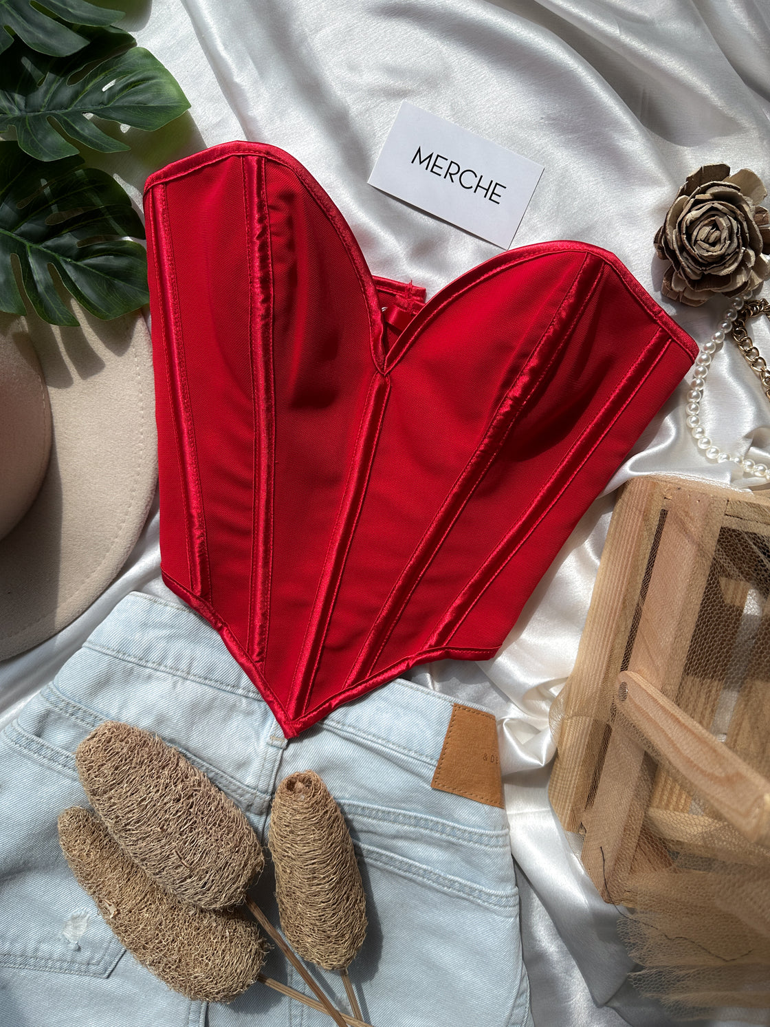 MERCHE MADE RED BONING HEART CORSET