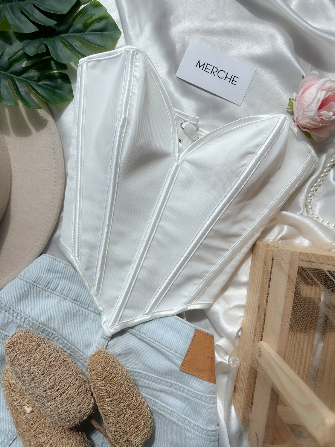 MERCHE MADE WHITE BONING CORSET