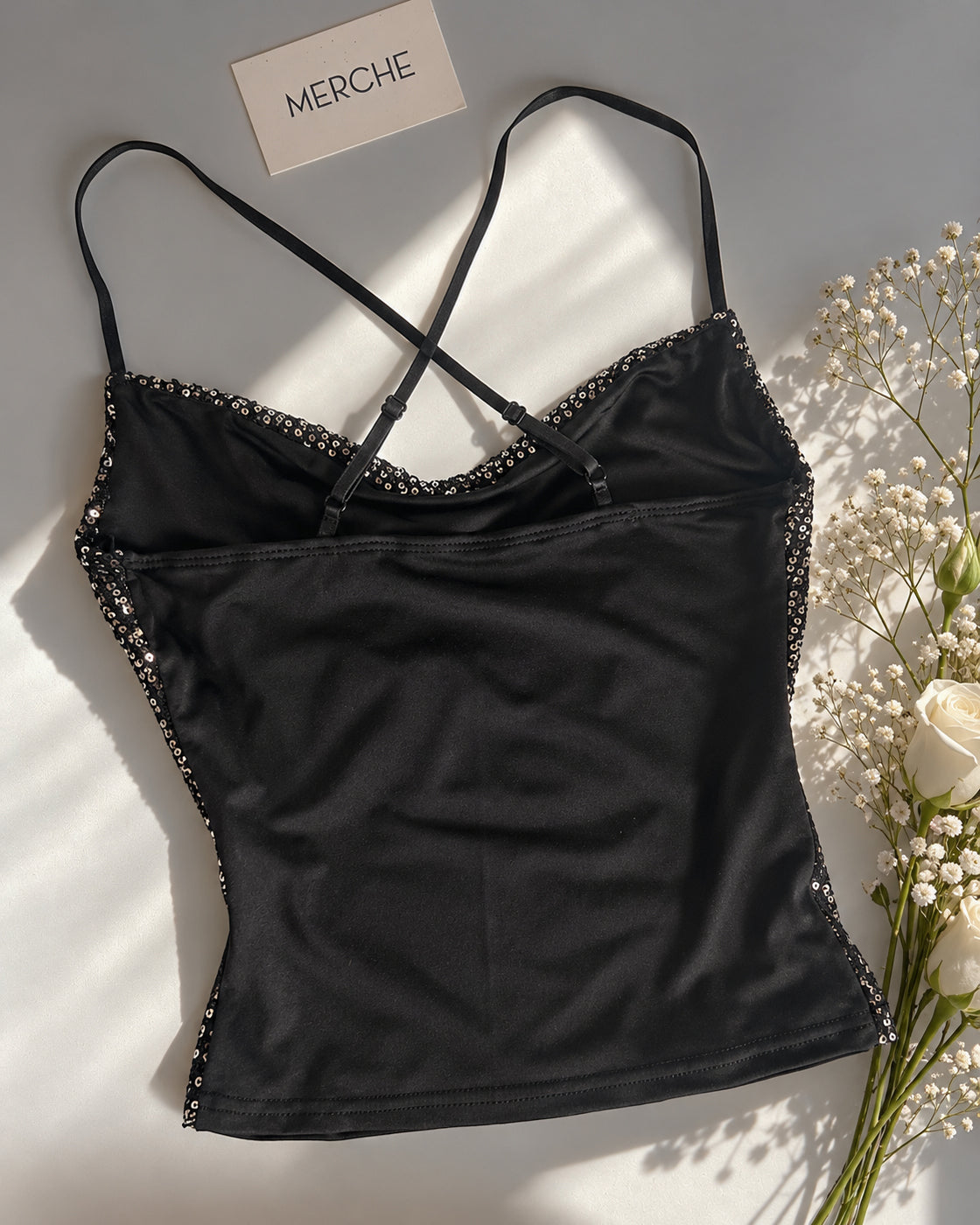 HOT MESS EXPRESS SEQUIN CROSSBACK TOP