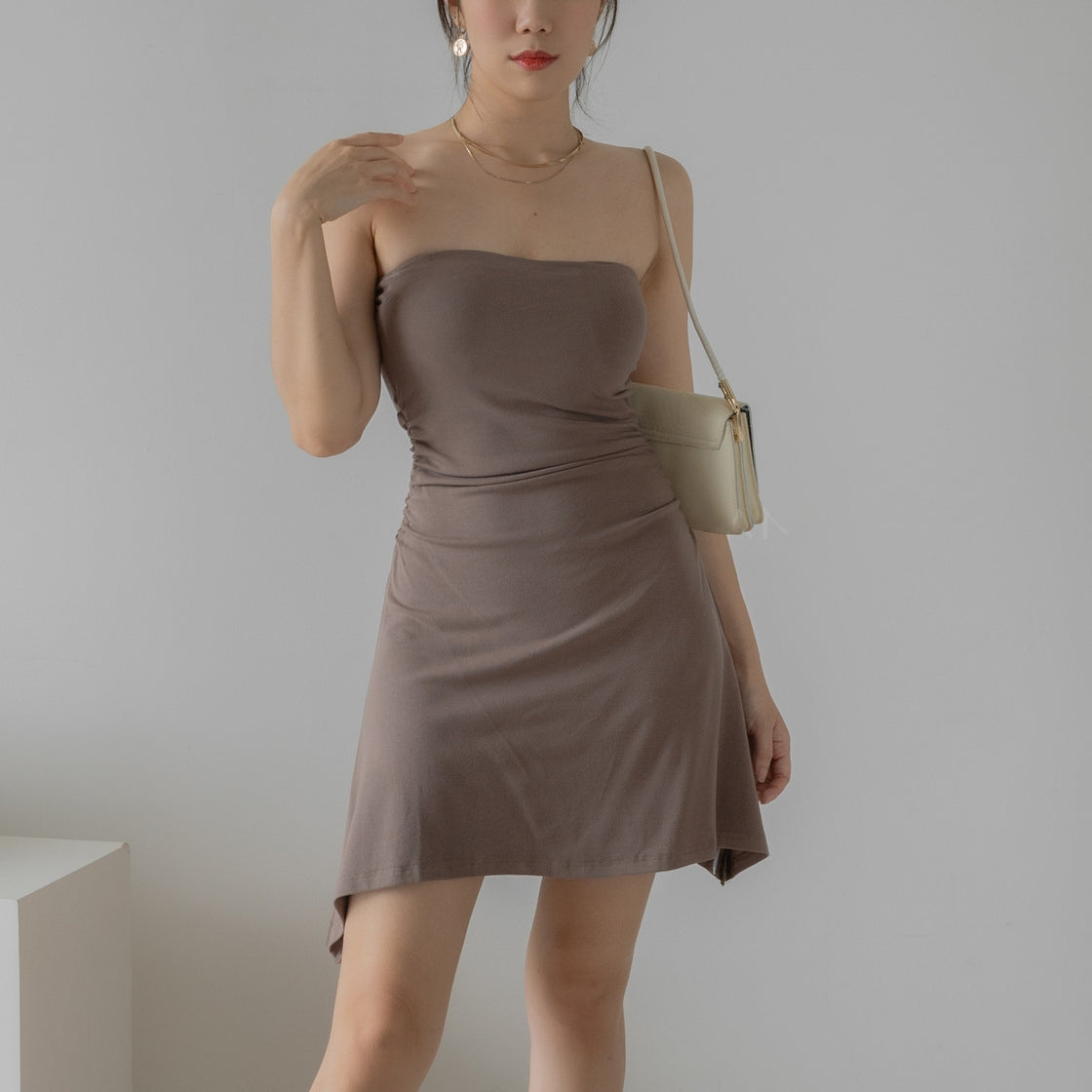 MEET UP BROWN MINI DRESS