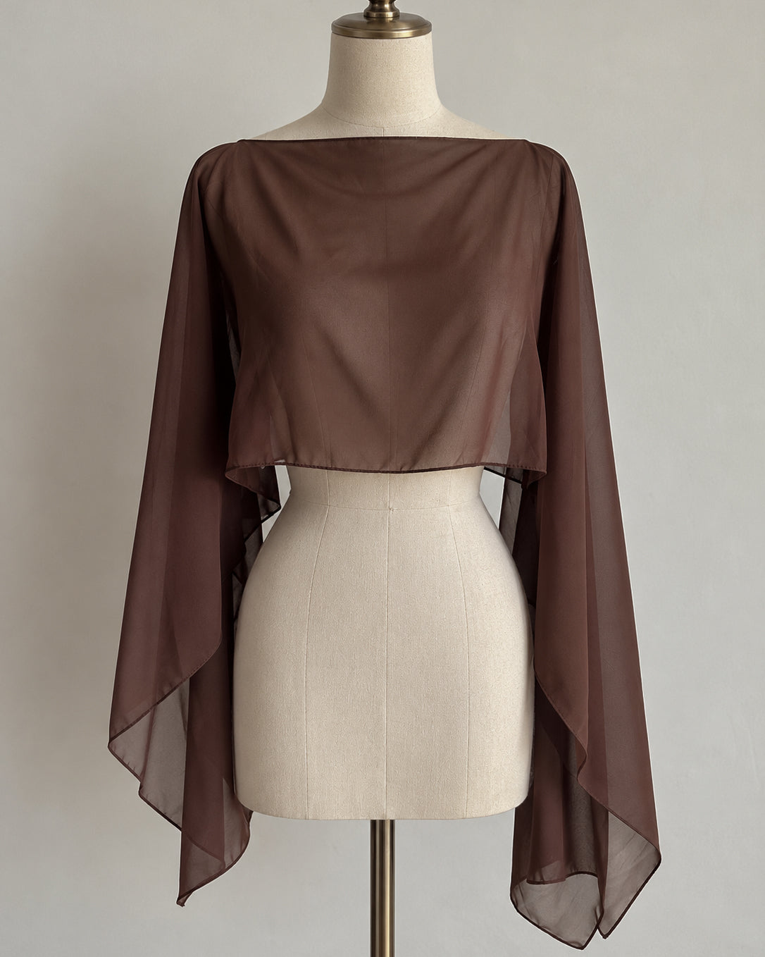 DIRTY LITTLE SECRET SHEER DRAPED BROWN PONCHO CAPE TOP