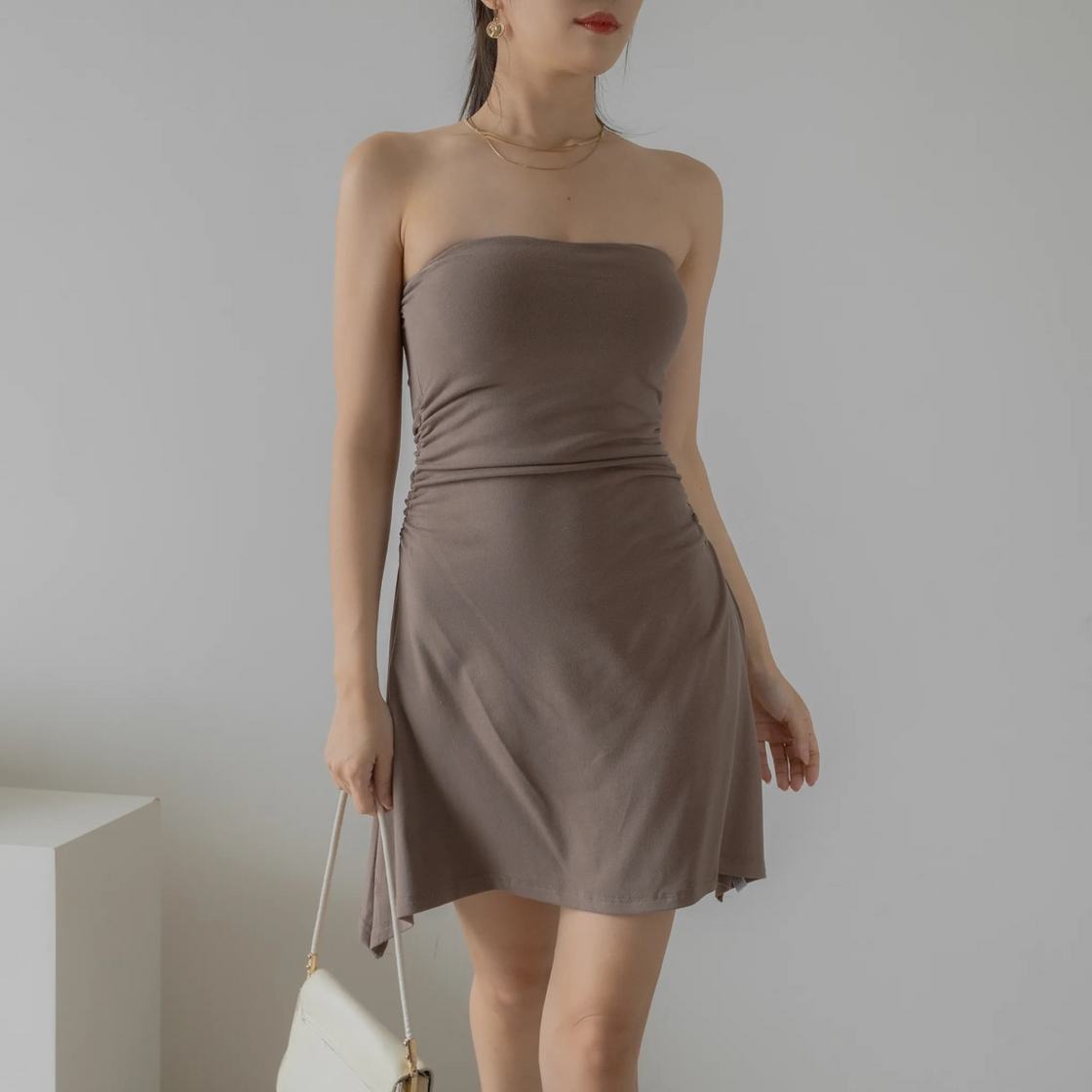 MEET UP BROWN MINI DRESS