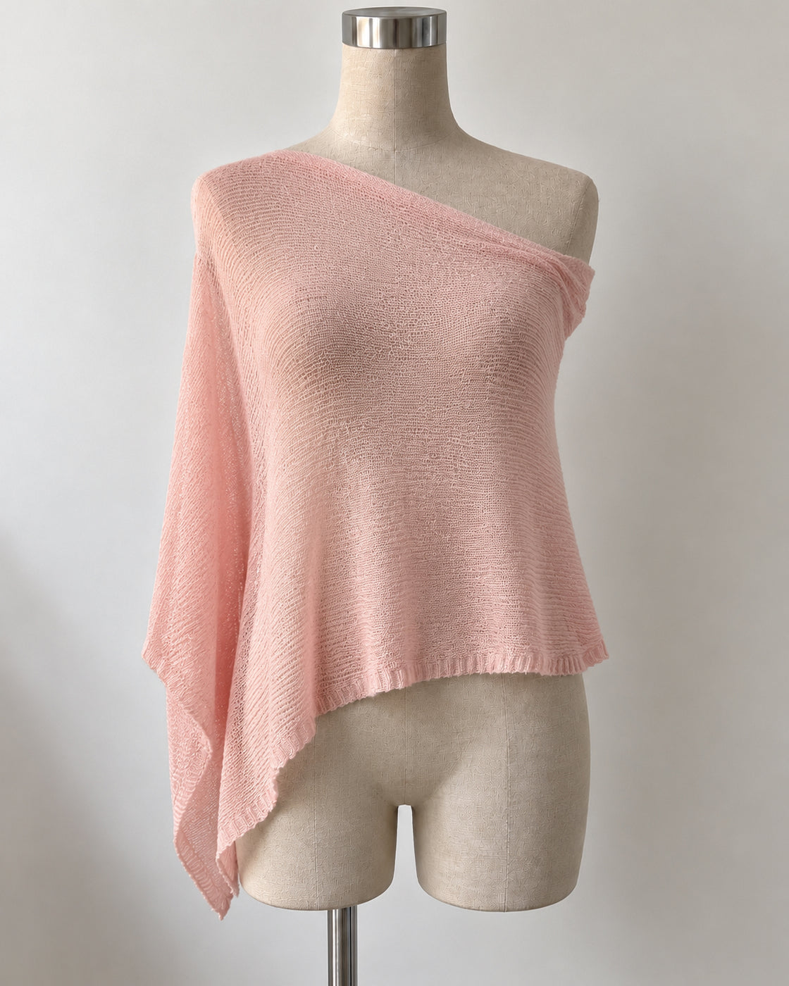 HIPPIE HOTTIE KNITTED LUXE PASTEL PEACH DRAPED PONCHO