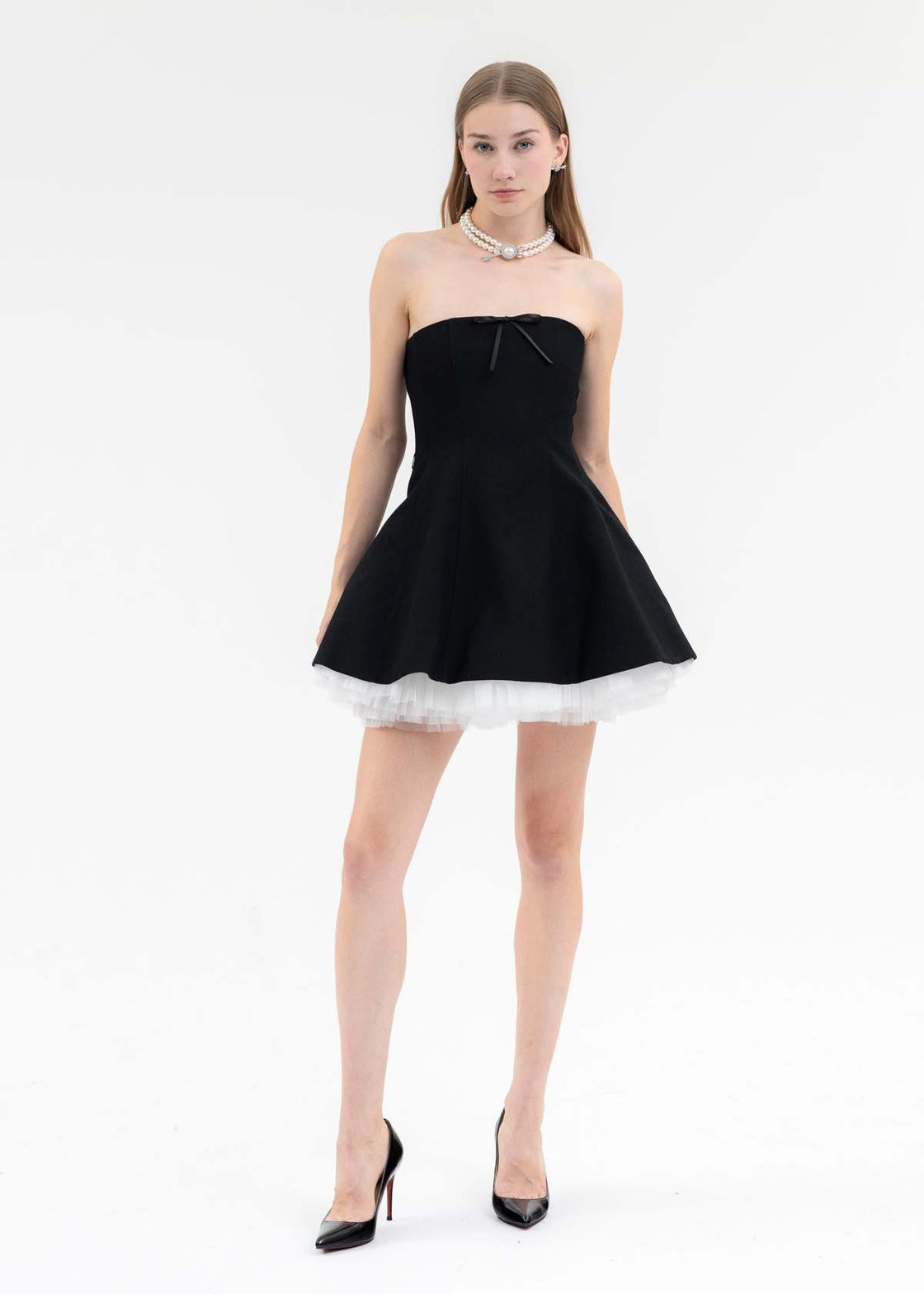 BLACK SWAN BARBIE BANDEAU FLARE DRESS