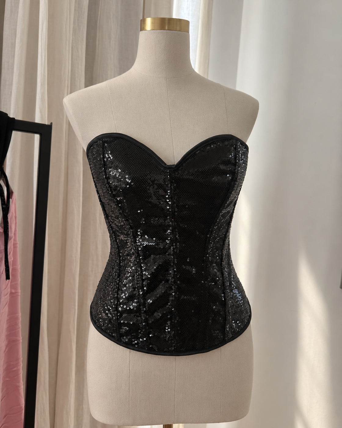 WEDNESDAY’S WILD SIDE SEQUIN BLACK CORSET