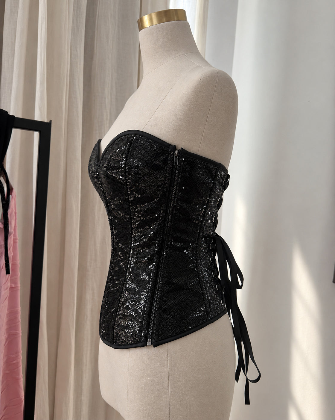 WEDNESDAY’S WILD SIDE SEQUIN BLACK CORSET