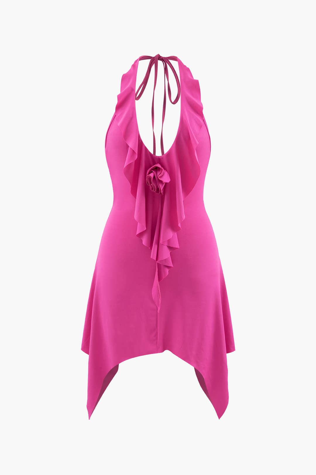 PRIVATE LIFE PINK RUFFLE HALTERNECK DRESS
