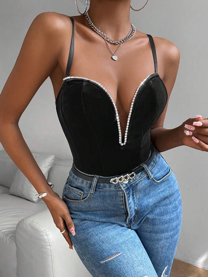 YOU ARE THE MOMENT DIAMOND EMBELLISHED BODYSUIT