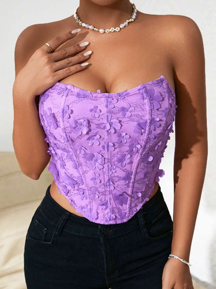 SUNRISE PARTY APPLIQUE LILAC CORSET