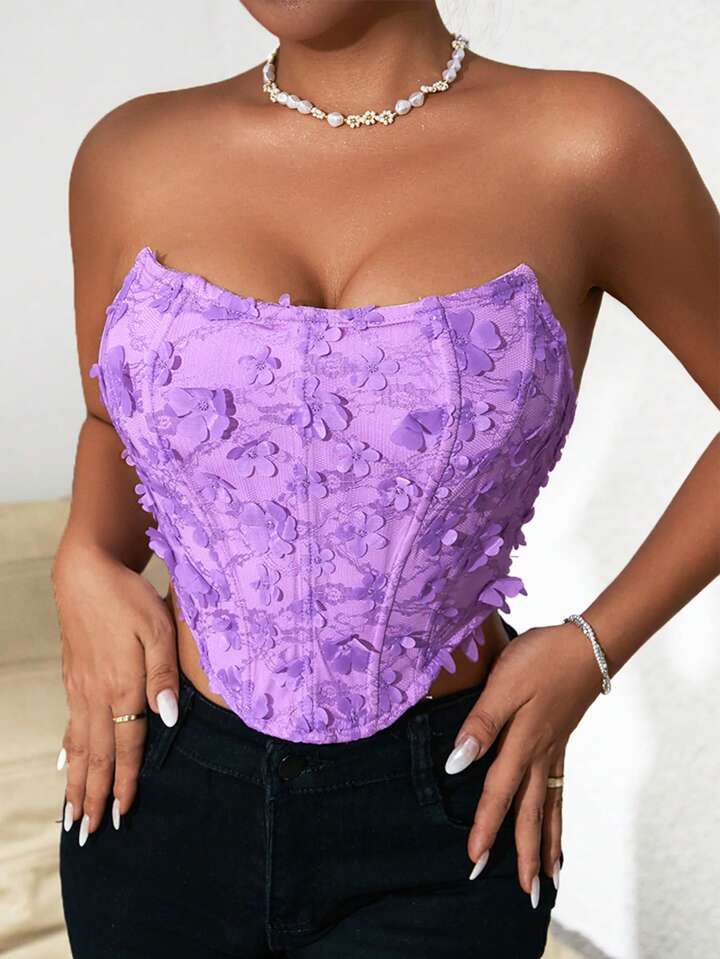 SUNRISE PARTY APPLIQUE LILAC CORSET