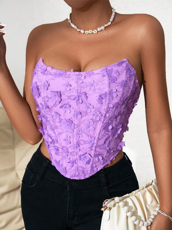 SUNRISE PARTY APPLIQUE LILAC CORSET