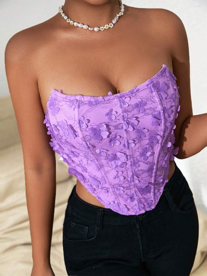 SUNRISE PARTY APPLIQUE LILAC CORSET