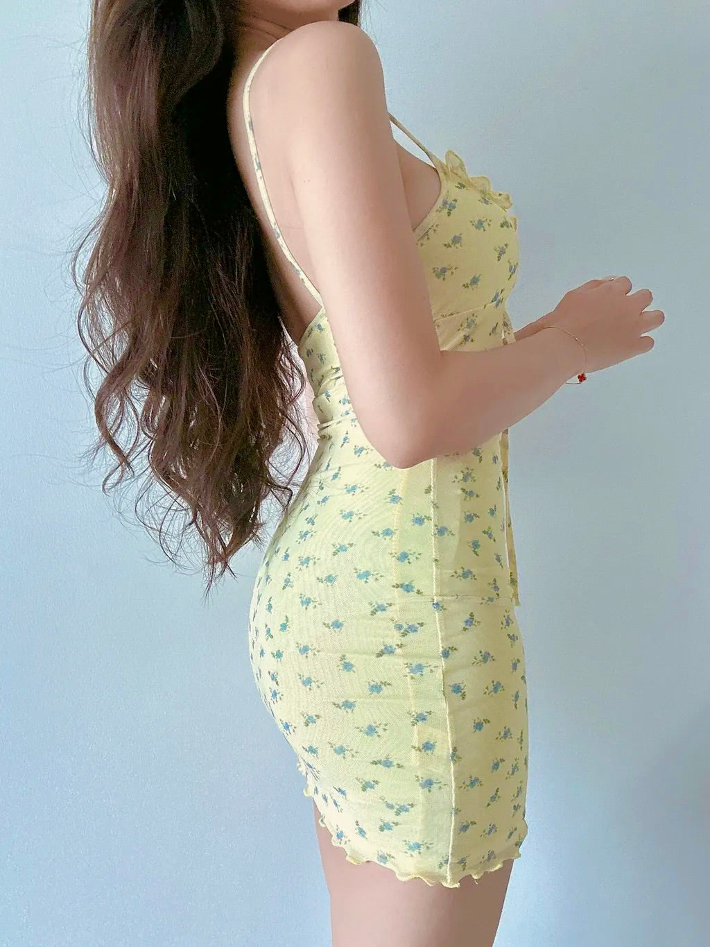 TOTALLY WILD YELLOW MINI SLIP DRESS