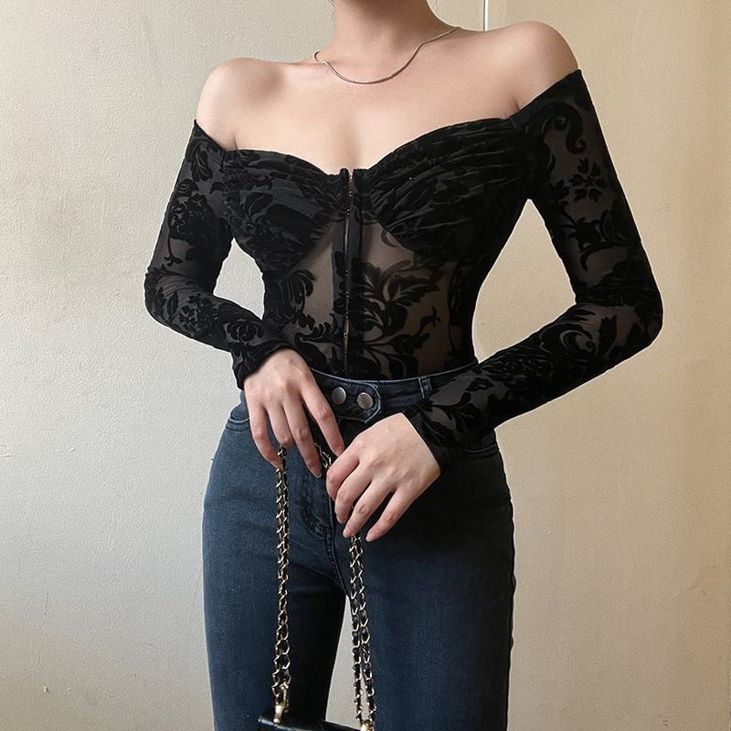 JAW DROP BLACK BODYSUIT