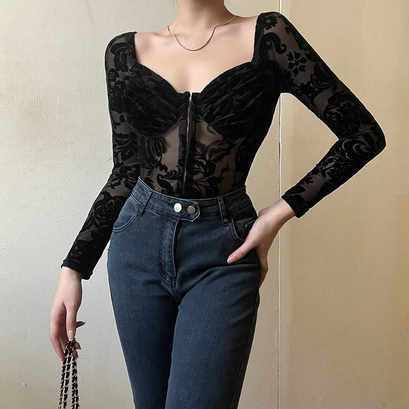 JAW DROP BLACK BODYSUIT