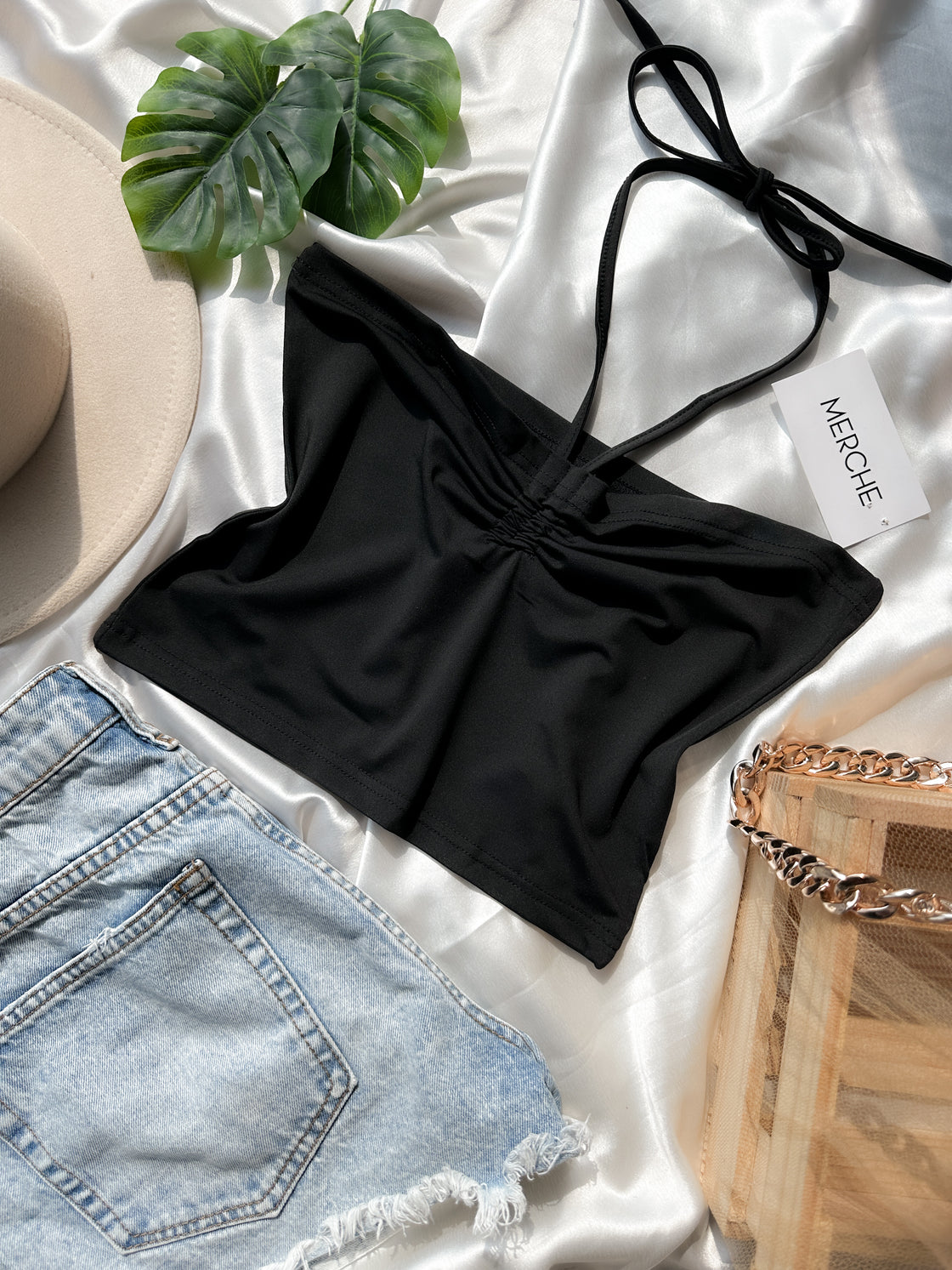 GIRLY MOOD BLACK BANDEAU TOP