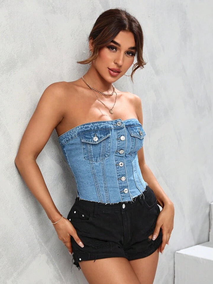 LETTERS TO YOU DENIM TOP