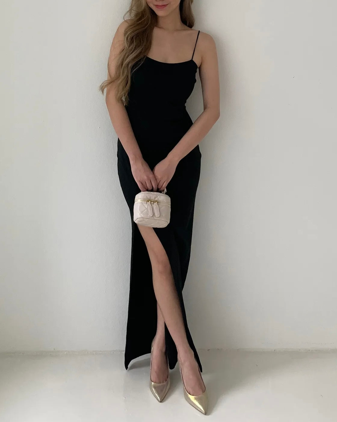 LONG STORY BLACK SLIT MAXI DRESS