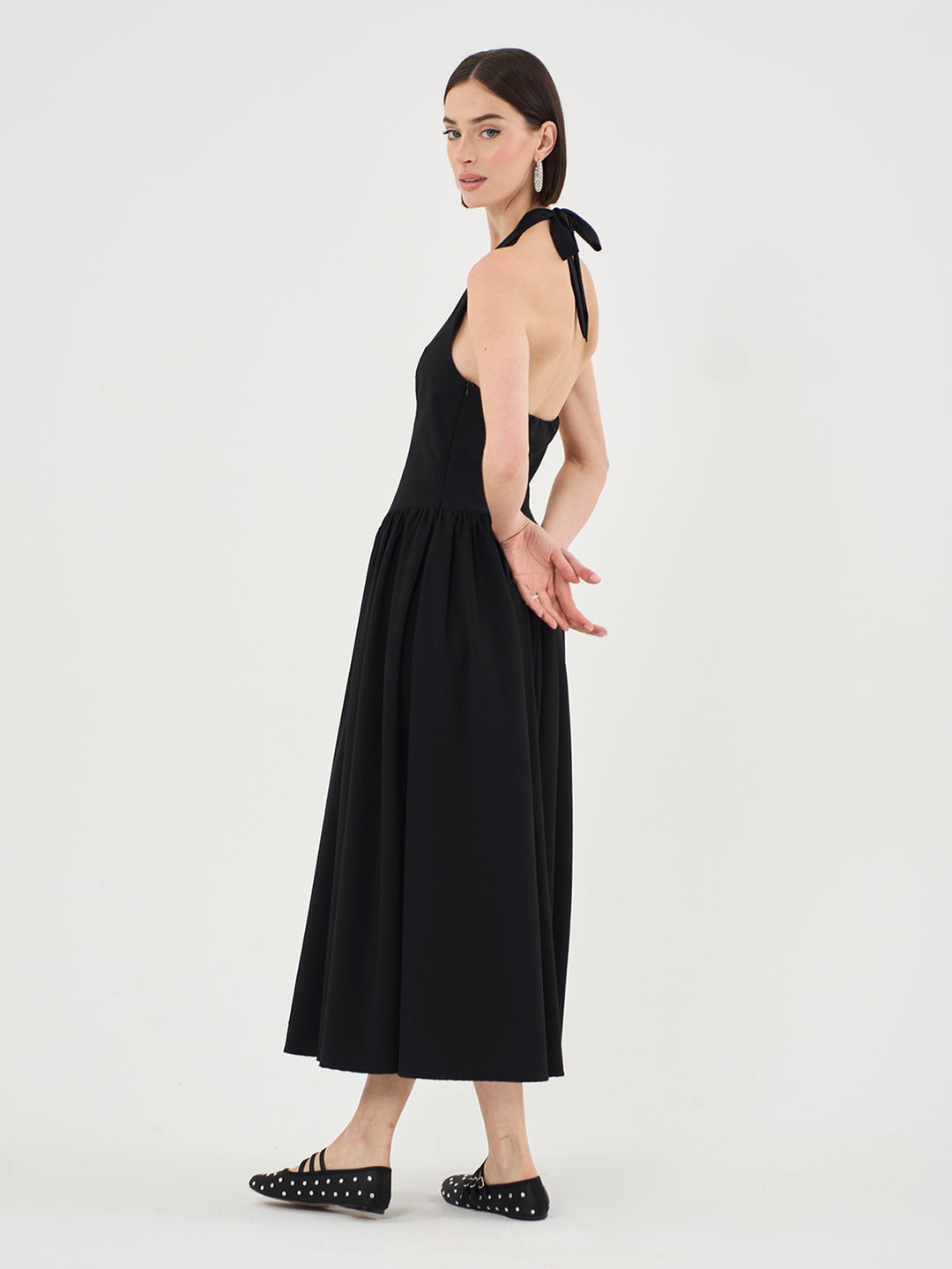 PROMISES MADE BLACK HALTERNECK MAXI DRESS