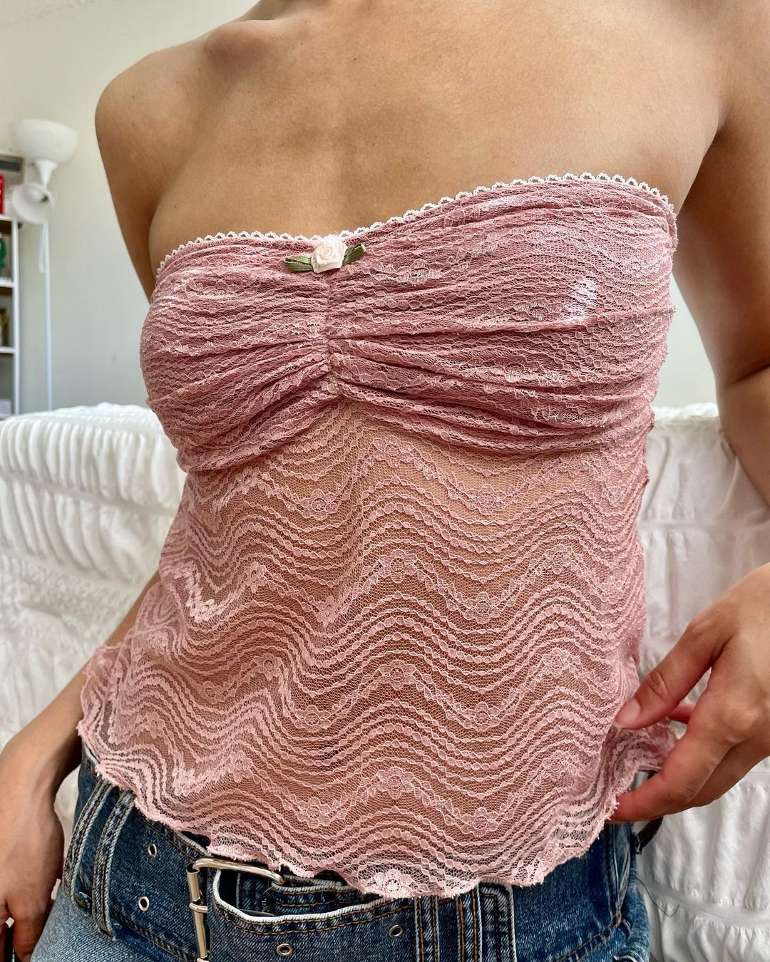 GORG HARBOUR LACE BANDEAU TOP