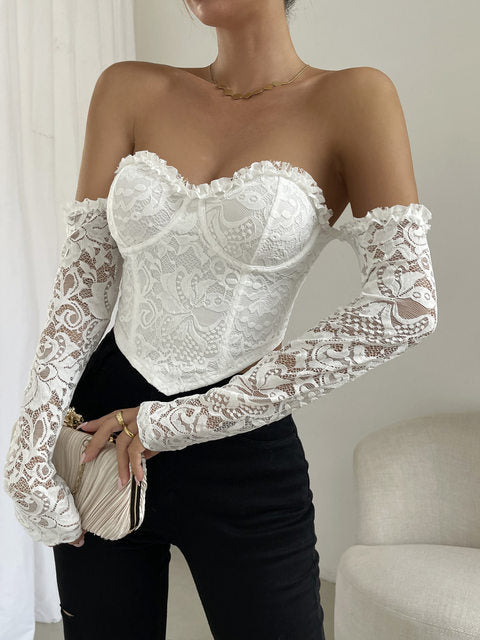 MISTY MOUNTAINS LACE OFF-SHOULDER TOP