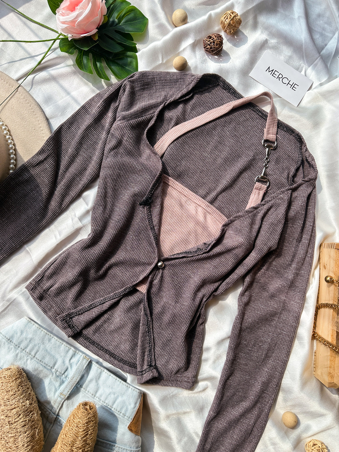 JUST FRIENDS DUSTY PURPLE TWO-PIECE TOP