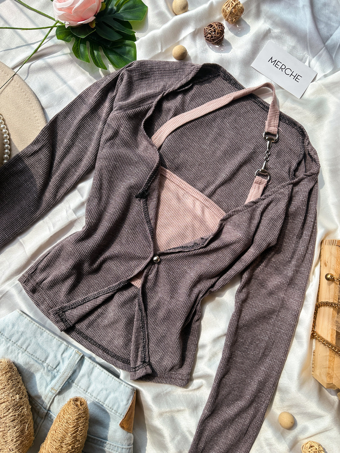 JUST FRIENDS DUSTY PURPLE TWO-PIECE TOP