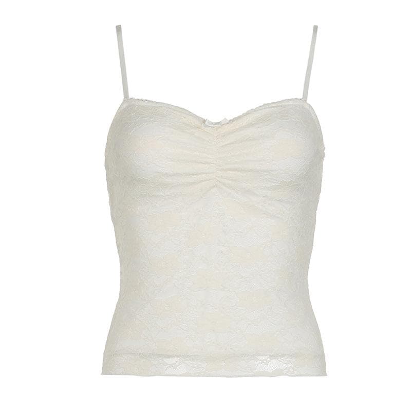 HOT BREEZE WHITE LACE CAMI TOP