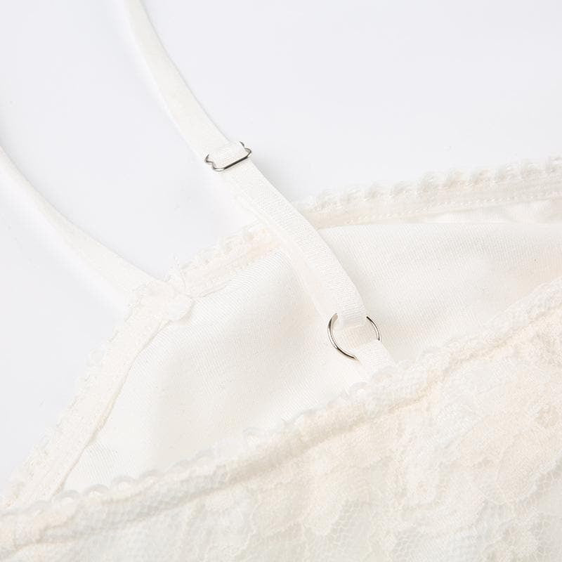 HOT BREEZE WHITE LACE CAMI TOP