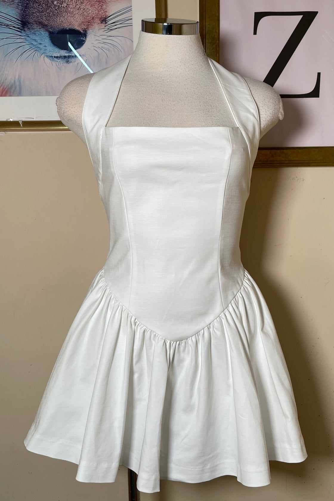 NAUGHTY OR NICE WHITE HALTERNECK DRESS