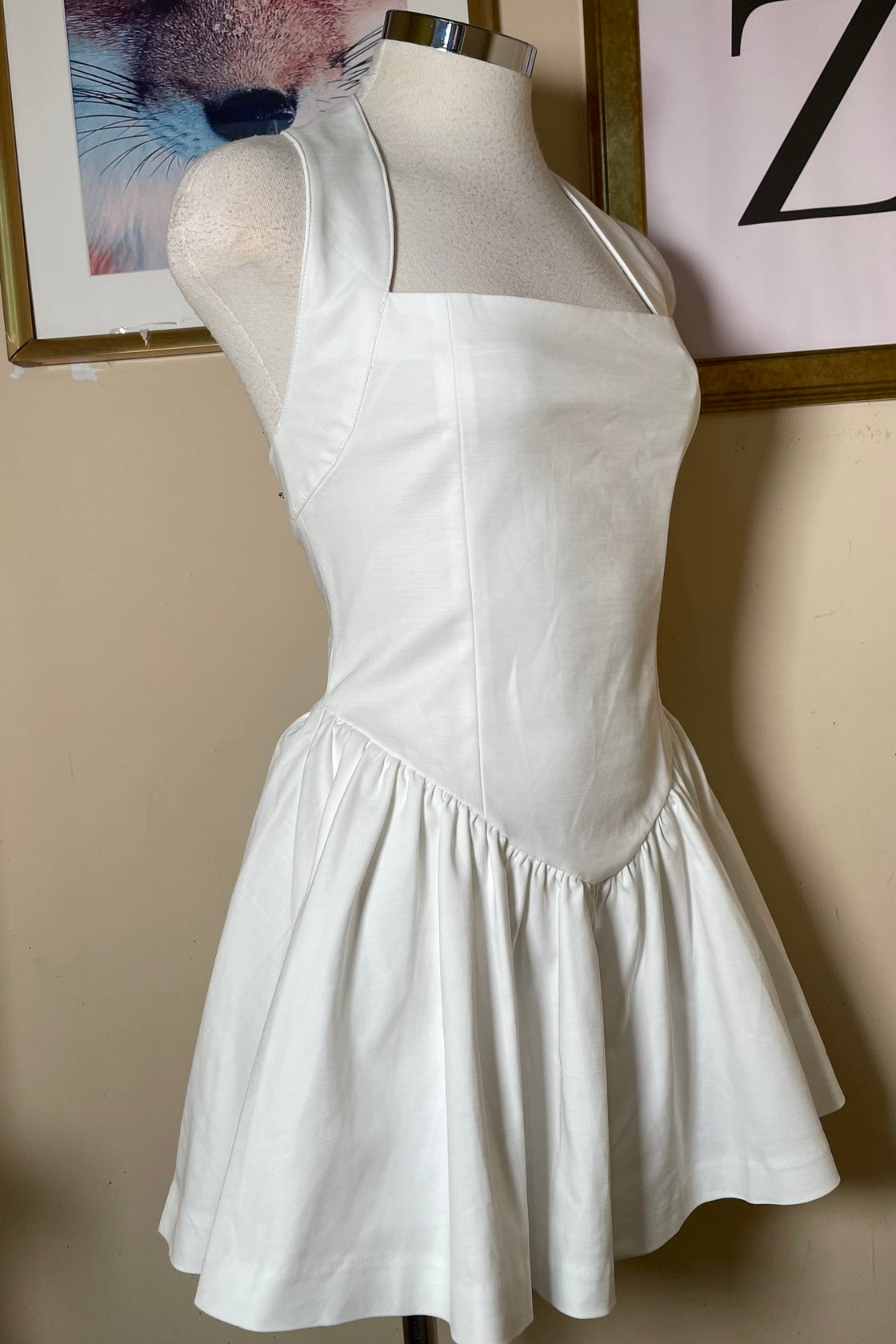 NAUGHTY OR NICE WHITE HALTERNECK DRESS