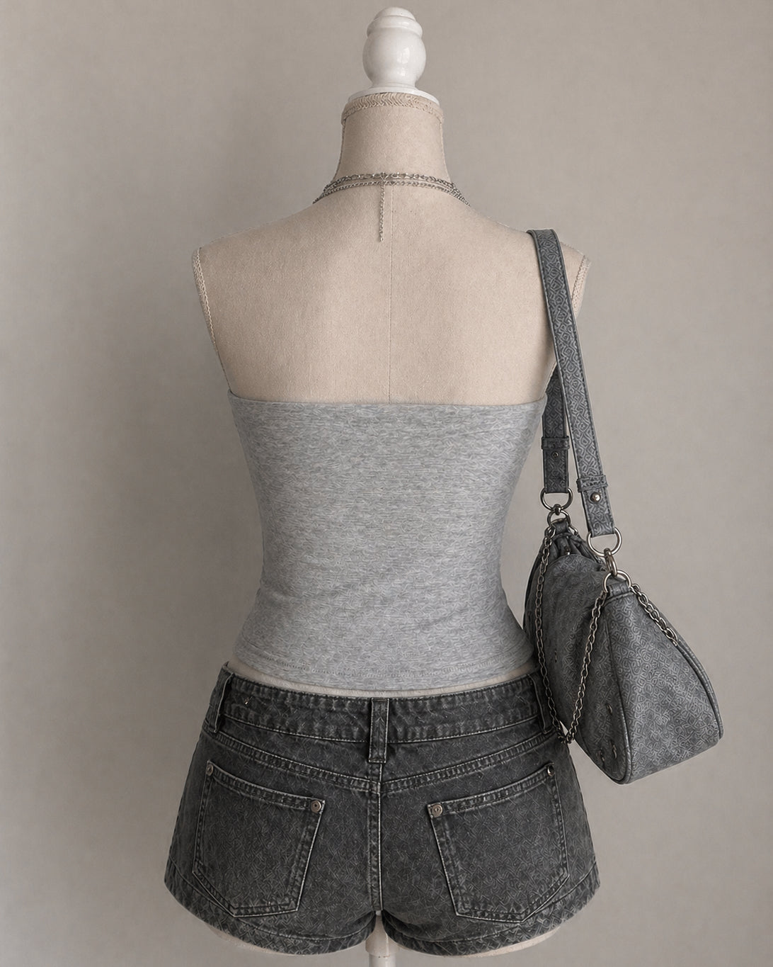 WATCH ME VIBE LUXE GREY BUSTIER BANDEAU TOP
