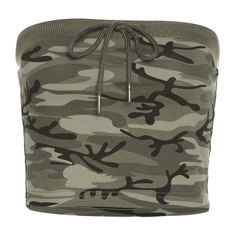 Y2K MADE CAMOUFLAGE BANDEAU TOP