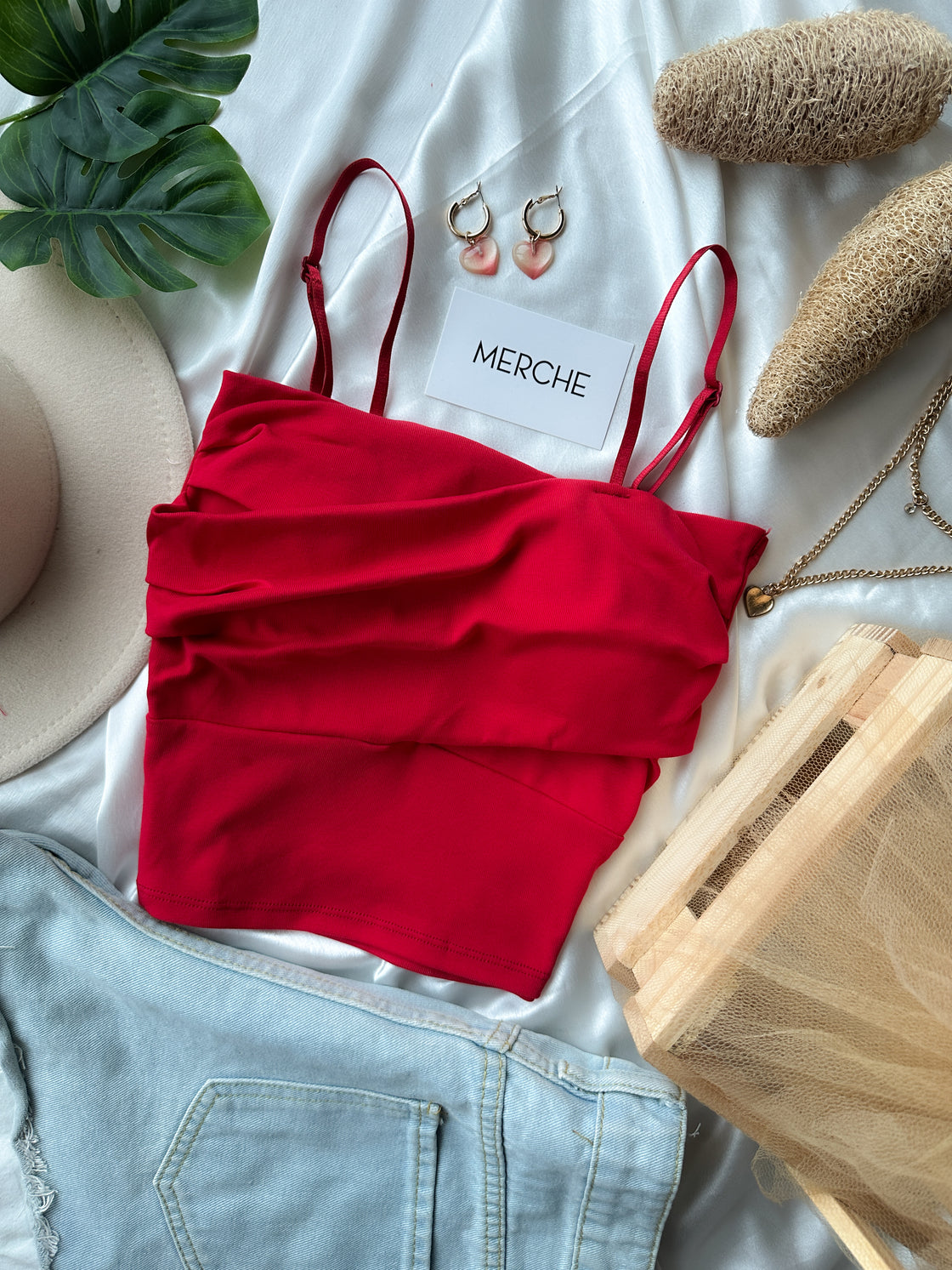 MAKE ME CRAZY PADDED RED CAMI TOP