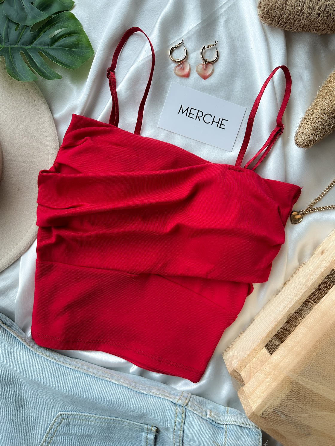 MAKE ME CRAZY PADDED RED CAMI TOP