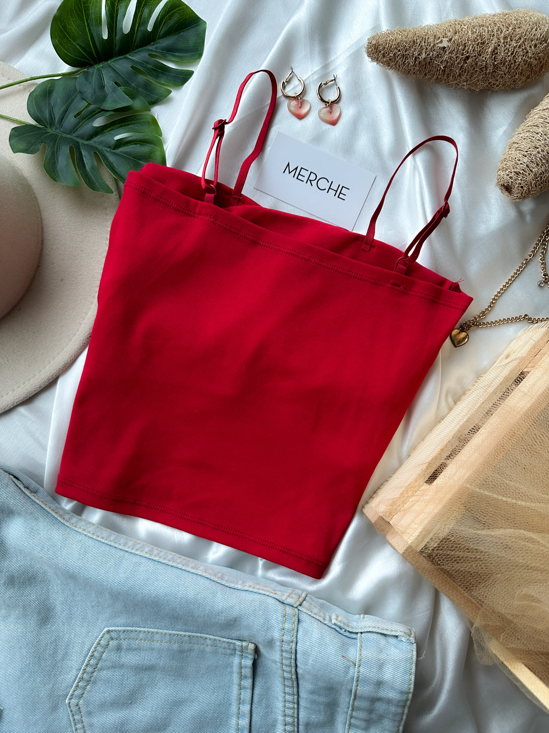 MAKE ME CRAZY PADDED RED CAMI TOP