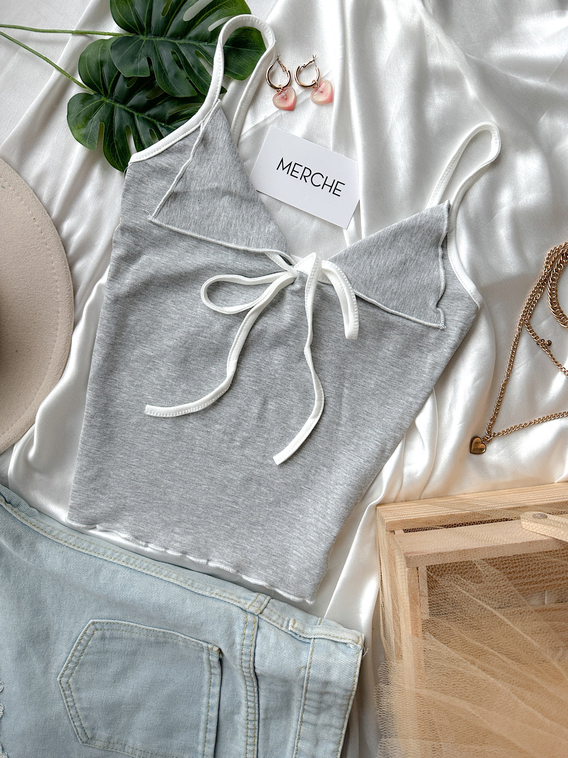 NEVER FRIENDS GREY CAMI TOP