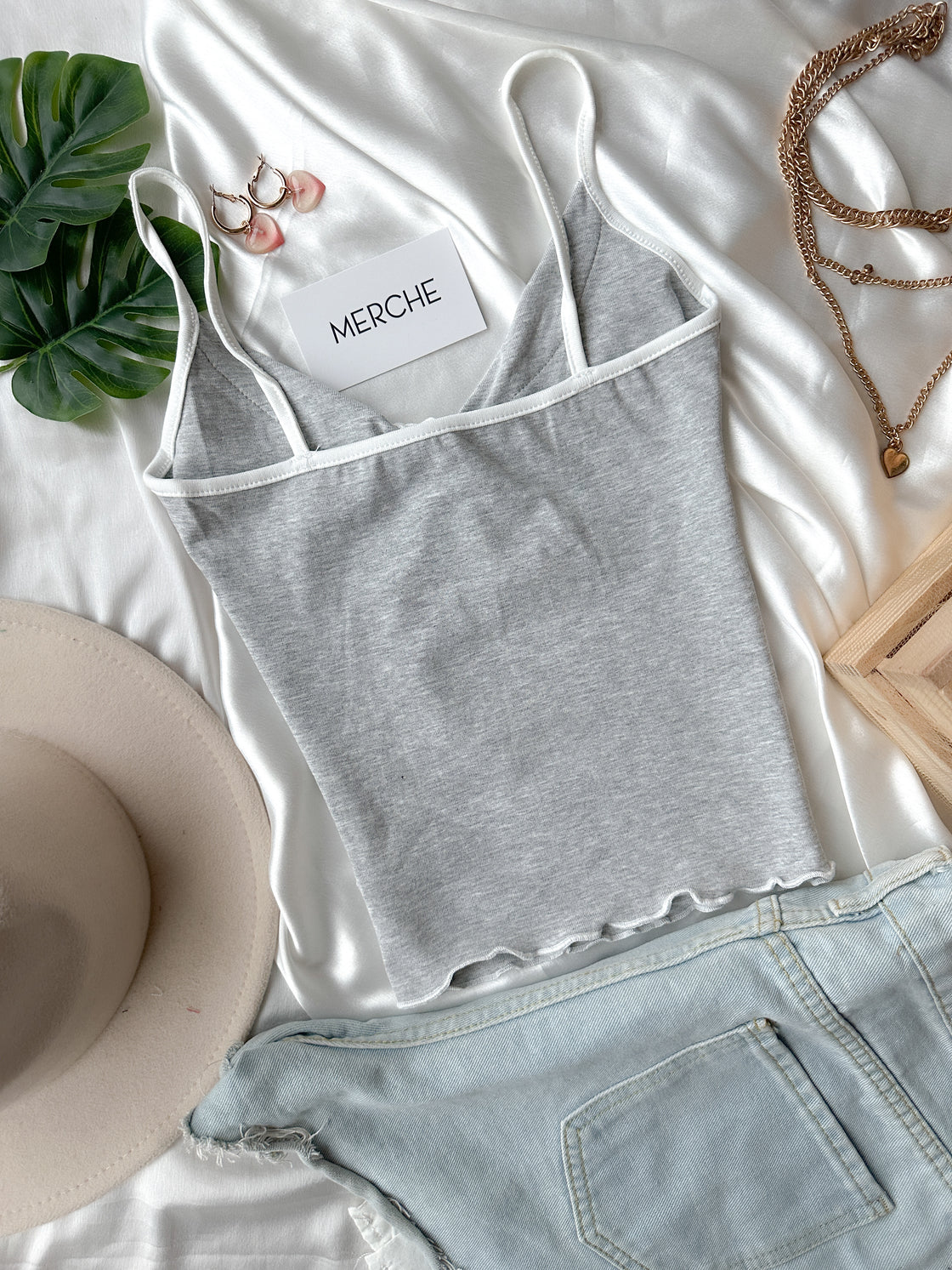 NEVER FRIENDS GREY CAMI TOP