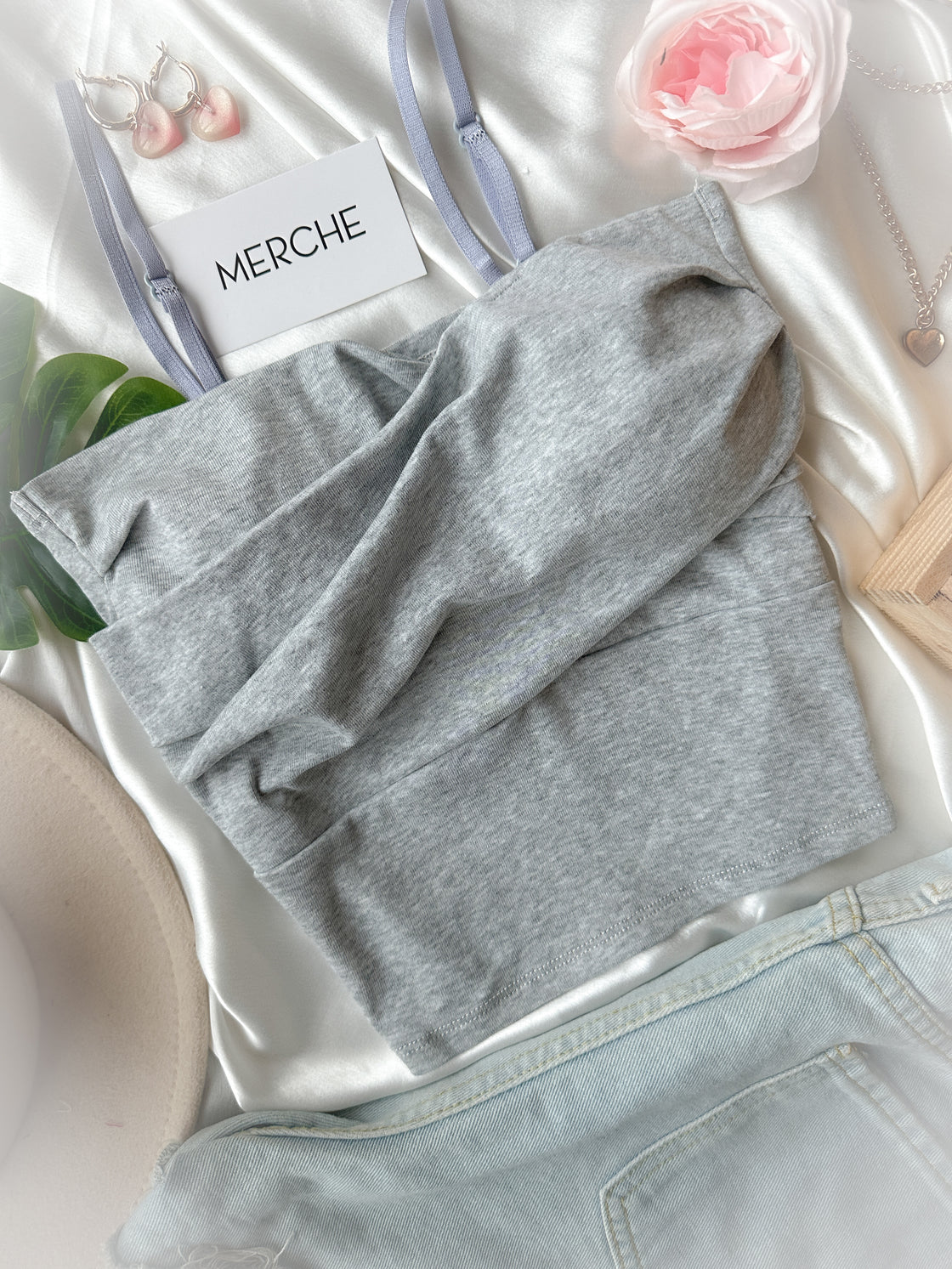 MAKE ME CRAZY PADDED GREY CAMI TOP