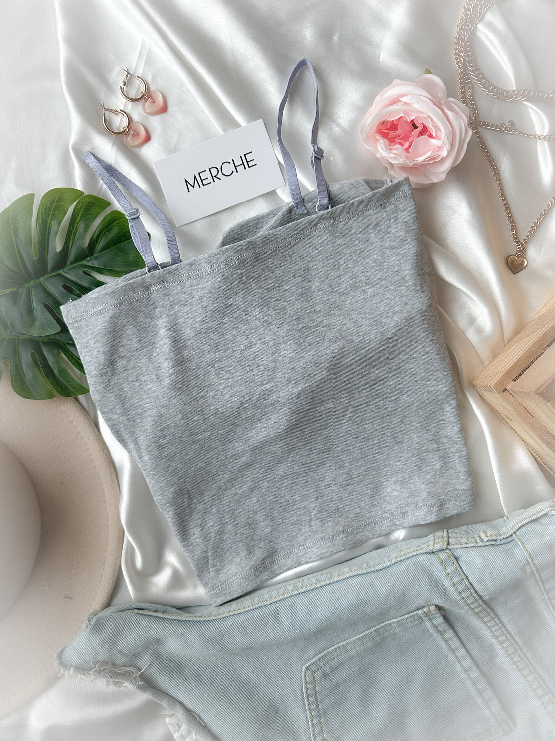 MAKE ME CRAZY PADDED GREY CAMI TOP