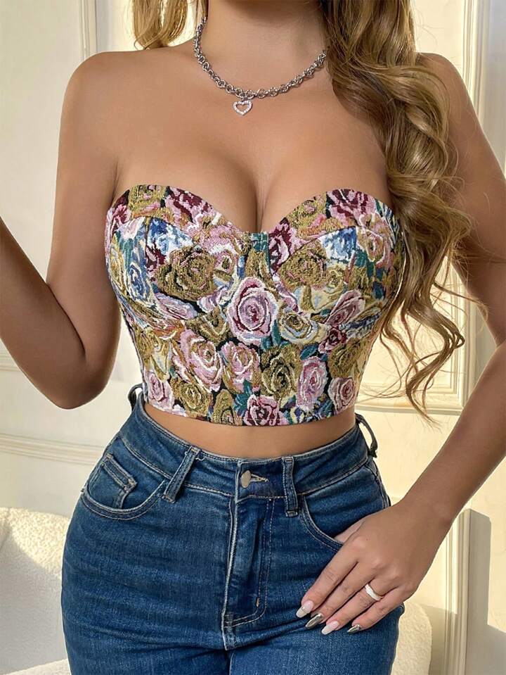 PRETTY ERA JACQUARD BUSTIER