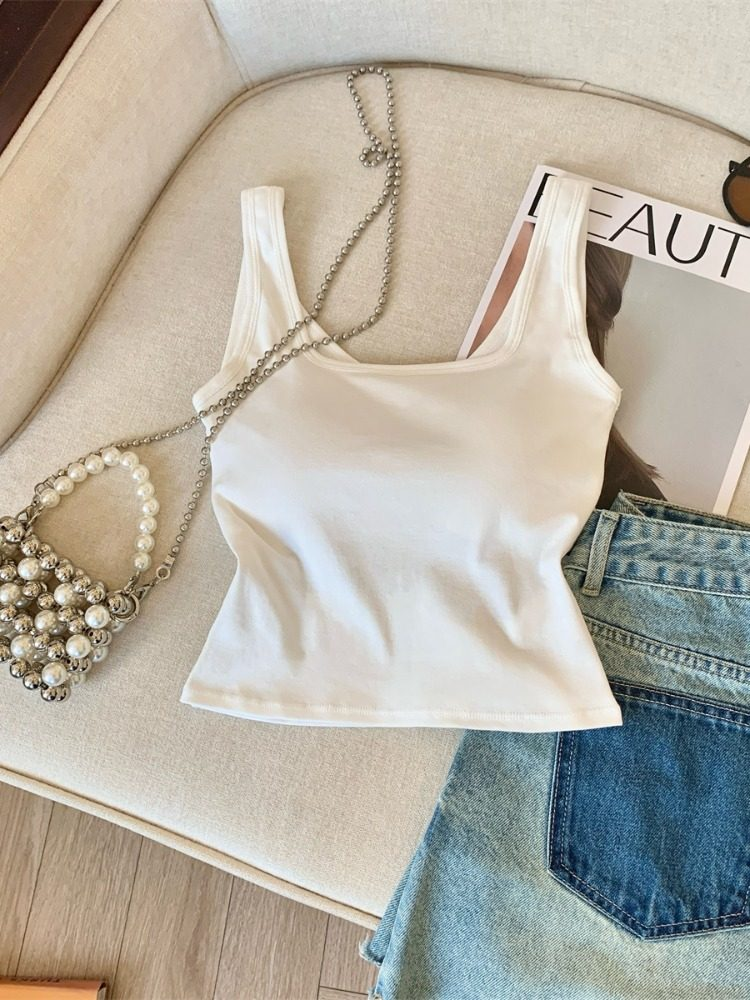 BASIC BAE PADDED WHITE CAMI TOP